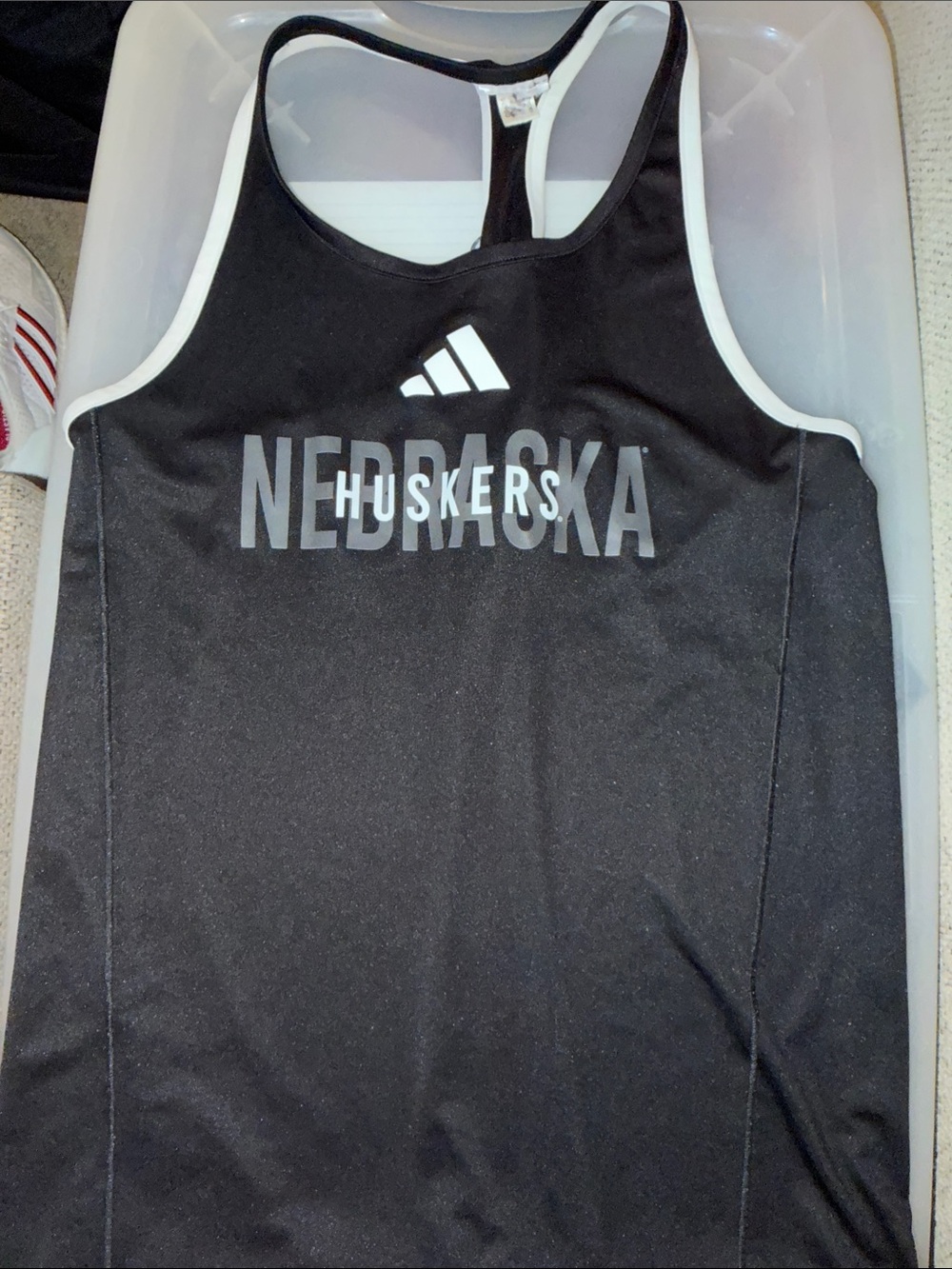 adidas Black and White Nebraska Huskers Athletic Tank